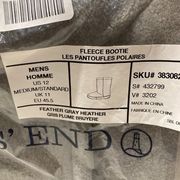 Lands' End Soft Gray Fleece leather Booties brand new, and sealed package Sz 12 - Picture 9 of 10